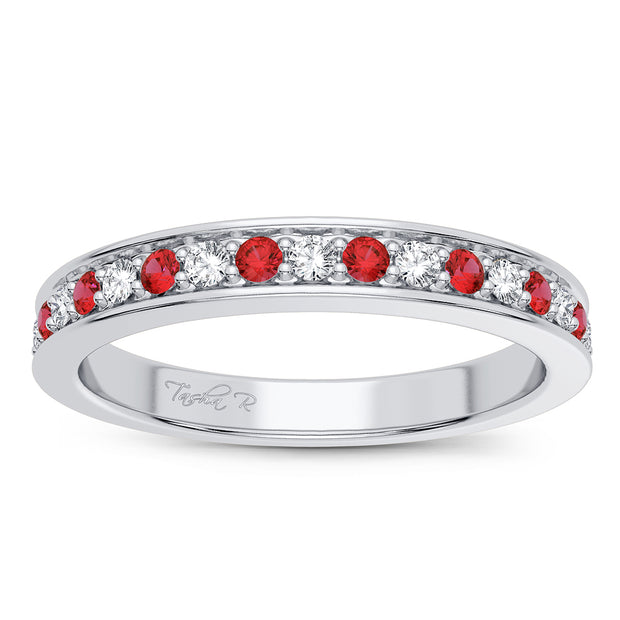 14k white gold 0.12 ctw Gemstones with Diamonds Band