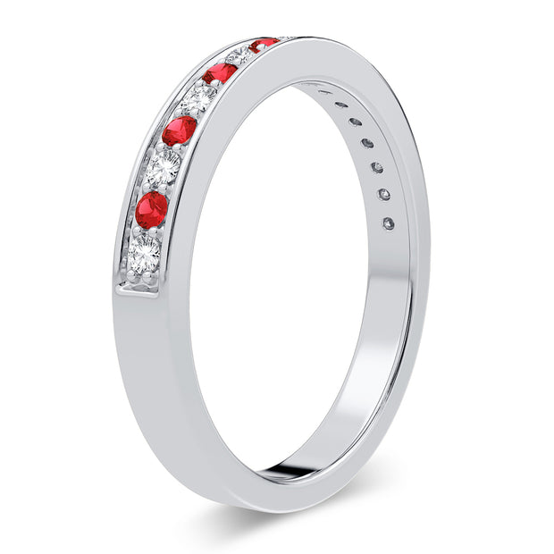 14k white gold 0.12 ctw Gemstones with Diamonds Band