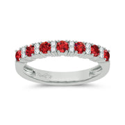 14K white gold 0.10 ctw Diamond Ruby Band