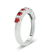 14K white gold 0.10 ctw Diamond Ruby Band