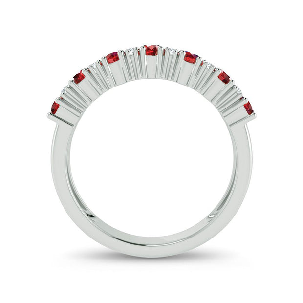 14K white gold 0.10 ctw Diamond Ruby Band