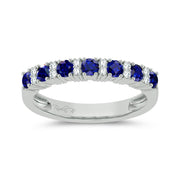 14K white gold 0.10 ctw Diamond Sapphire band