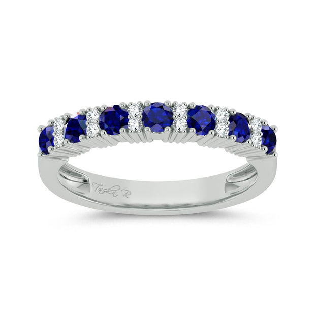 14K white gold 0.10 ctw Diamond Sapphire band