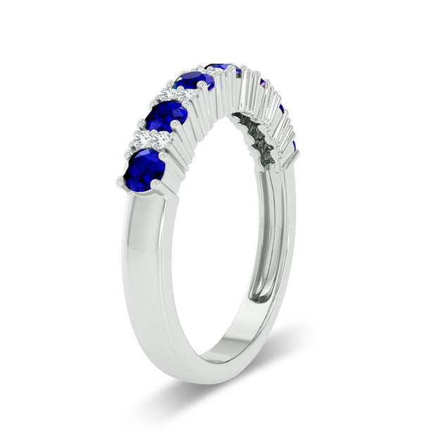14K white gold 0.10 ctw Diamond Sapphire band