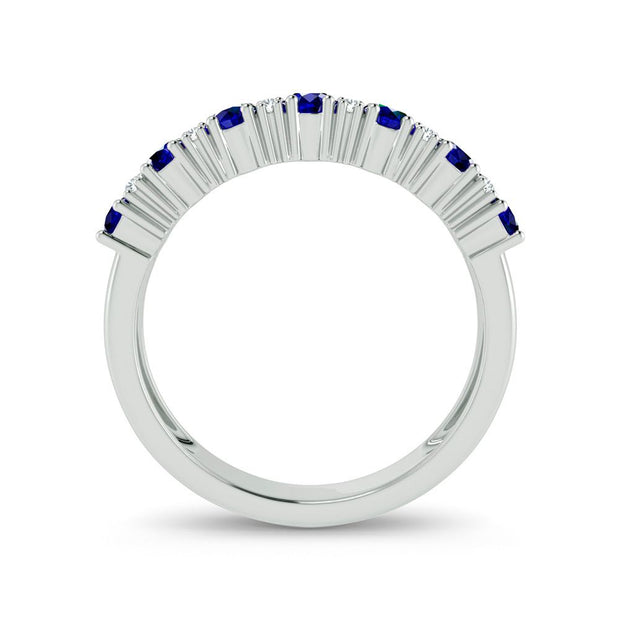 14K white gold 0.10 ctw Diamond Sapphire band