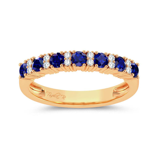 14K yellow gold 0.10 ctw Diamond Sapphire band