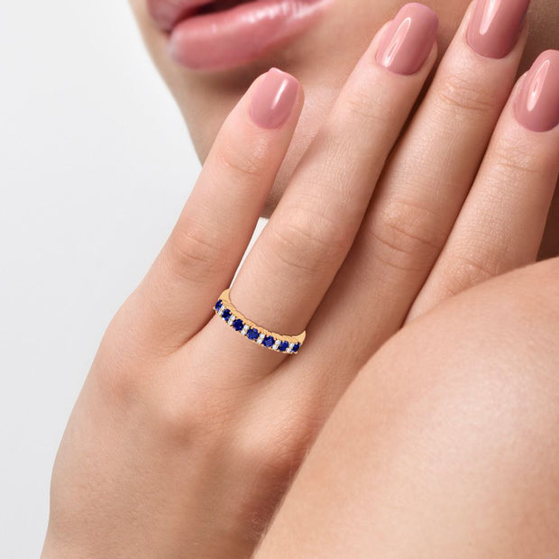 14K yellow gold 0.10 ctw Diamond Sapphire band