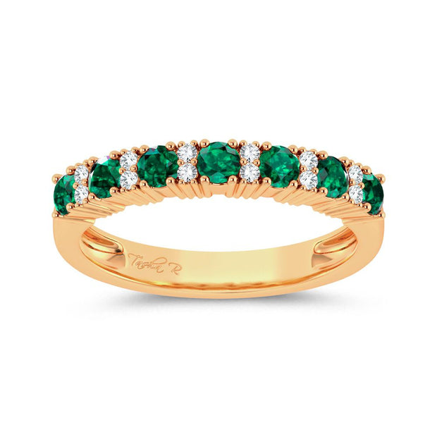 14K yellow gold 0.10 ctw Diamond Emerald band