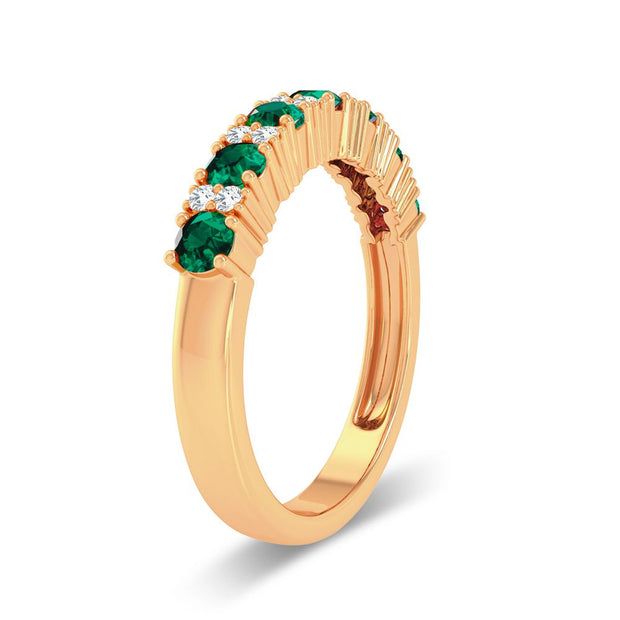 14K yellow gold 0.10 ctw Diamond Emerald band
