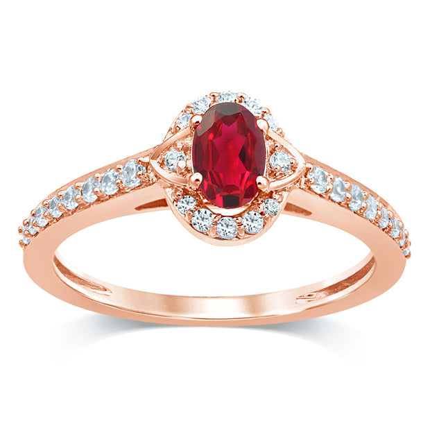14K WHITE GOLD 0.25 CTW RED RUBY Diamond RING