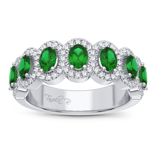 14K white gold 0.26 CTw Diamond Emerald band