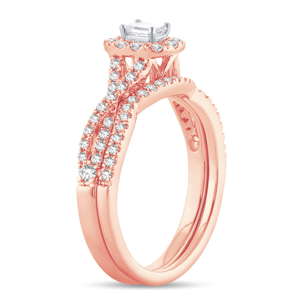 14K Rose Gold 0.77 ctw Diamond Bridal Set