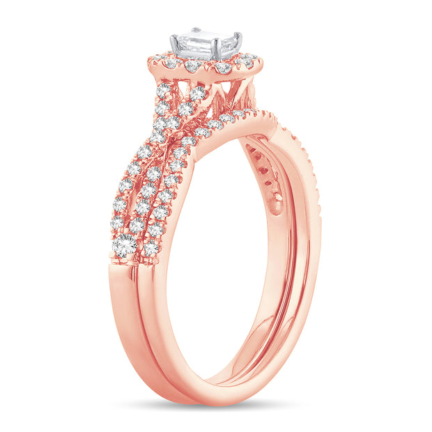 14K ROSE GOLD 0.77 CTW Diamond BRIDAL SET