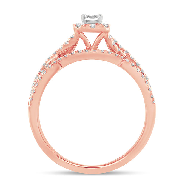 14K ROSE GOLD 0.77 CTW Diamond BRIDAL SET