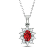 10K WHITE GOLD 0.06 ctw Diamond Ruby Pendant