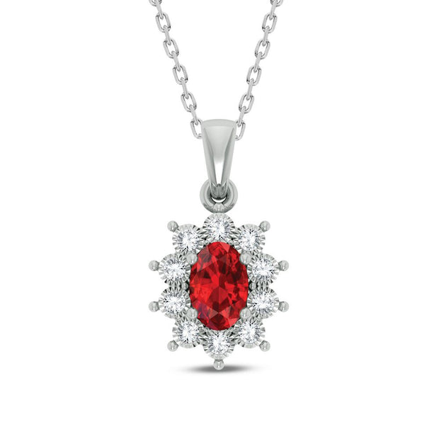 10K WHITE GOLD 0.06 ctw Diamond Ruby Pendant