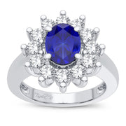 14K WHITE GOLD 0.78 ctW Diamond BLUE SAPPHIRE Ring