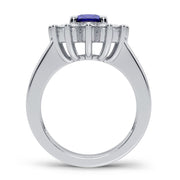 14K WHITE GOLD 0.78 ctW Diamond BLUE SAPPHIRE Ring