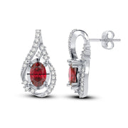 14K white gold 0.16 CTw red ruby Diamond Earring