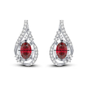 14K white gold 0.16 CTw red ruby Diamond Earring