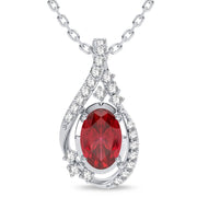 14K WHITE GOLD 0.10 CTW Diamond RED RUBY Pendant