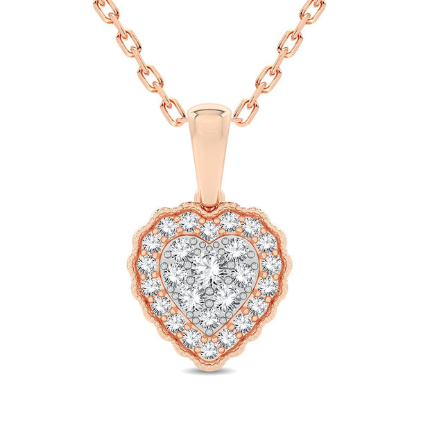 14K Rose gold 0.33 CTw Diamond HEART Pendant