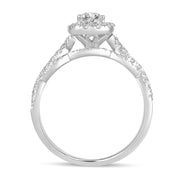 14K WHITE GOLD 1.00 CTW DIAMOND Pear BRIDAL SET