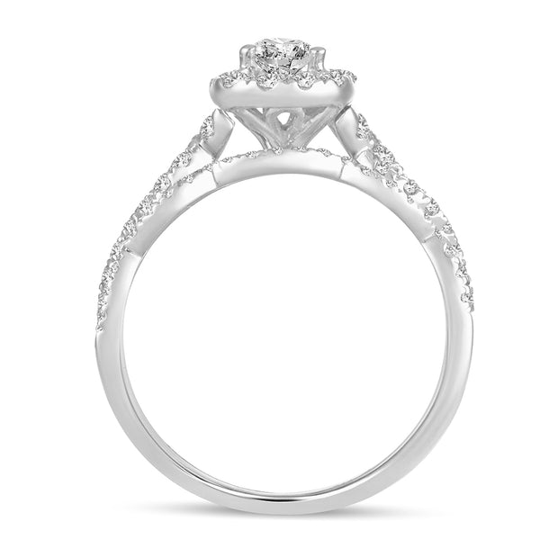 14K WHITE GOLD 1.00 CTW DIAMOND Pear BRIDAL SET