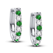 14K white gold 0.40 CTw green Emarald Diamond Earring