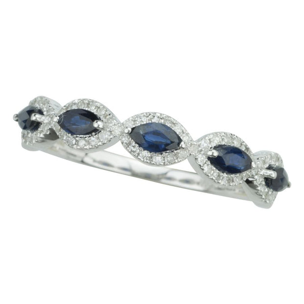 14K white gold 0.17 CTw Diamond SAPHIRE band
