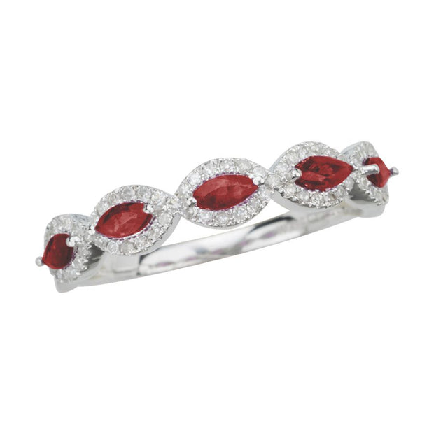 14K white gold 0.17 CTw Diamond RUBY band