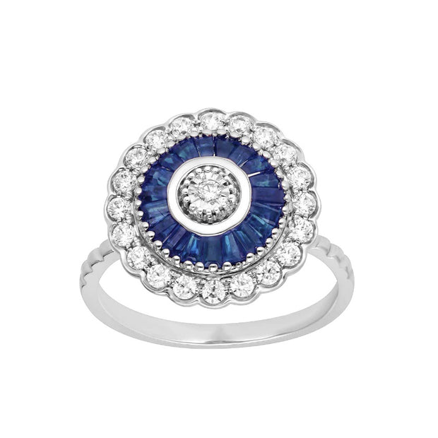 14K white gold 0.41 CTw Diamond Sapphire Ring