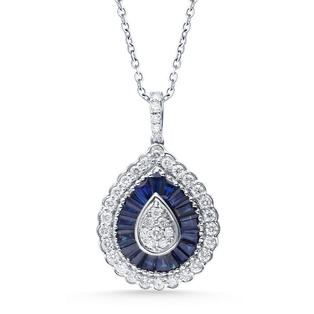 14K white gold 0.59 CTw Diamond SAPPHIRE Pendant