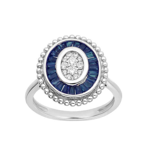 14K white gold 0.15 CTw Diamond Sapphire Ring