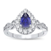 14K white gold 0.28 CTw Diamond blue Sapphire Ring