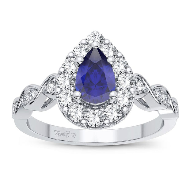 14K white gold 0.28 CTw Diamond blue Sapphire Ring