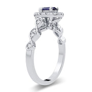 14K white gold 0.28 CTw Diamond blue Sapphire Ring