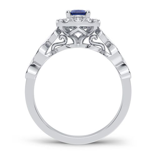 14K white gold 0.28 CTw Diamond blue Sapphire Ring