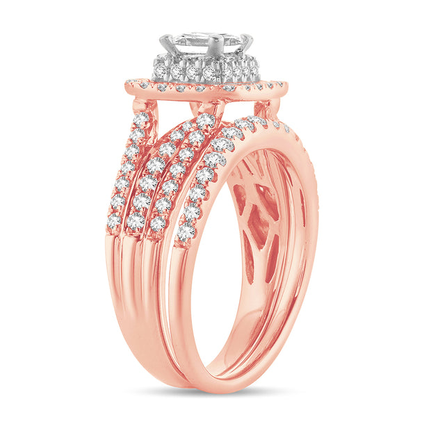 14K ROSE GOLD 1.50 CTW Diamond BRIDAL SET