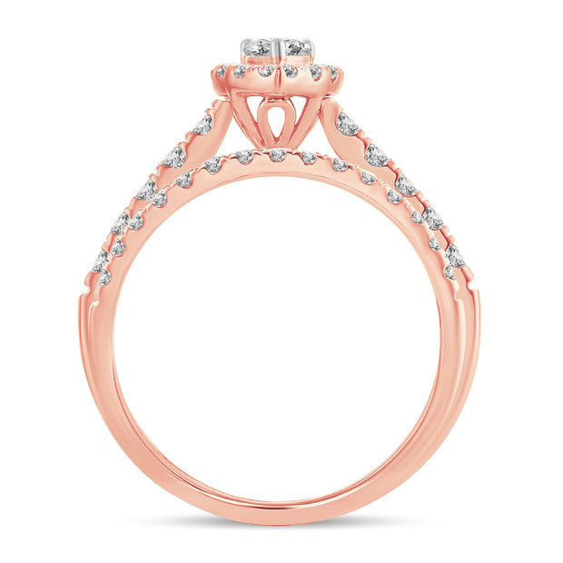 14K ROSE GOLD 1.00 CTW Diamond BRIDAL RING