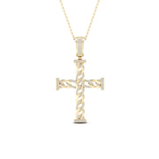 10K yellow gold 0.40 CTw Diamond cross Pendant