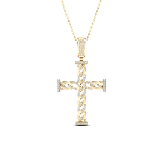 10K yellow gold 0.40 CTw Diamond cross Pendant