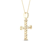 10K yellow gold 0.40 CTw Diamond cross Pendant