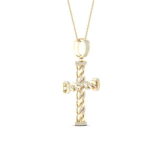 10K yellow gold 0.40 CTw Diamond cross Pendant