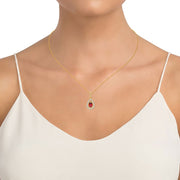 14K YELLOW GOLD 0.10 CTW Diamond RED RUBY Pendant