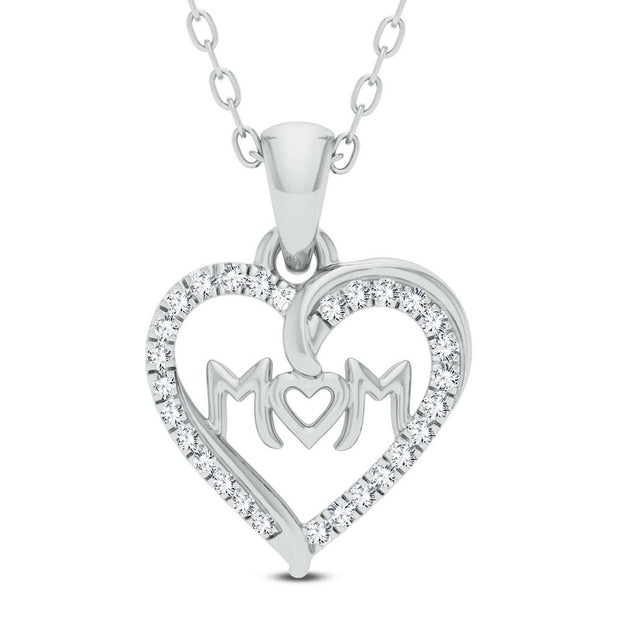 10K white gold 0.13 ctw Diamond mom Pendant
