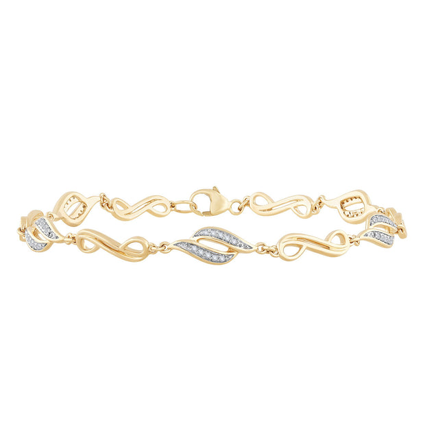 10K YELLOW GOLD 0.20 ctW Diamond INFINITY Bracelet