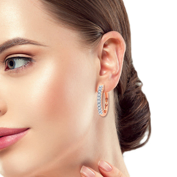 14K Rose Gold 0.40 CTW Diamond HOOP EarringS