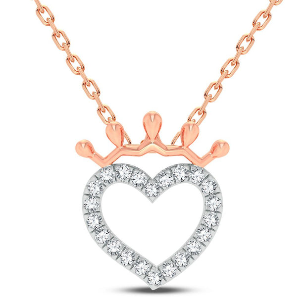 10K Two Tone 0.25 CTw DIAMOND heart PENDANT