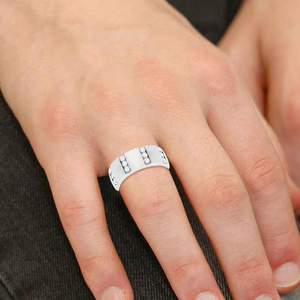 10K white gold 0.20 ctw Diamond Men's Band